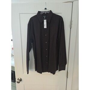 #177 Claiborne Men's XL Button Up Dress Shirt Brown 100% Cotton NWT